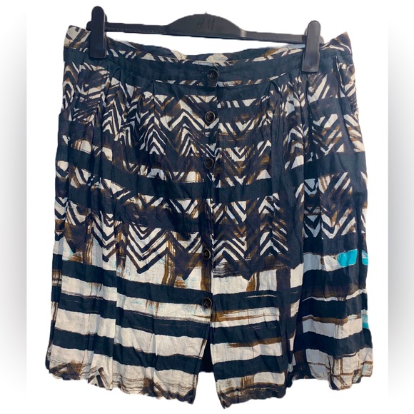 PERUVIAN CONNECTION MIDI BUTTON SKIRT - Picture 1 of 3